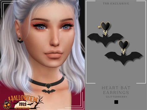 The Sims Resource Bat Heart Earrings