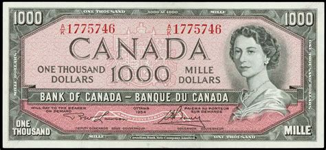 Value Of 1954 Devils Face 1000 Bill From The Bank Of Canada Canadian
