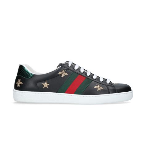 Gucci Black New Ace Embroidered Sneakers Harrods Uk
