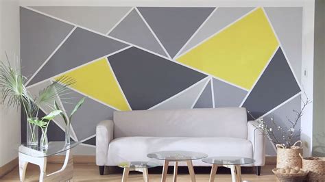Треугольники на стене в интерьере краской фото