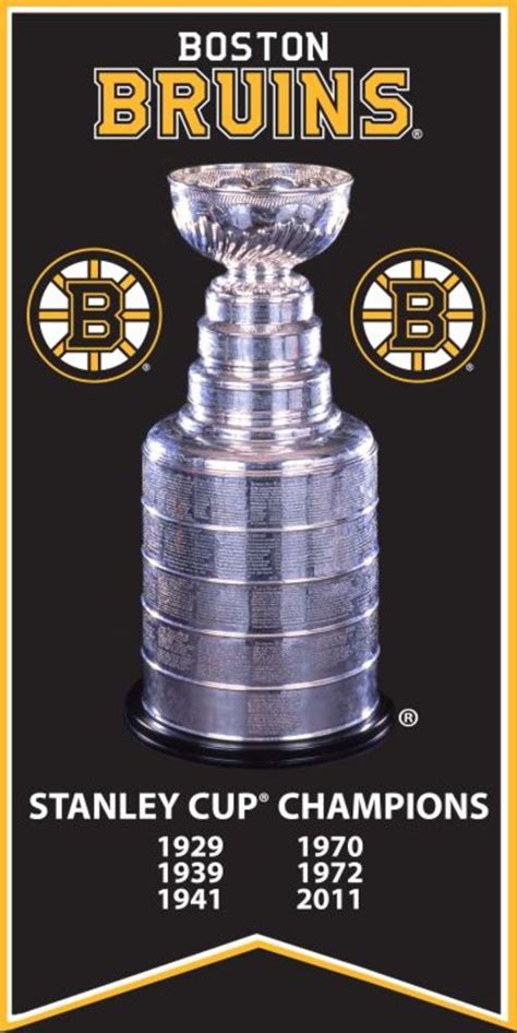 Boston Bruins Stanley Cup Banner Unsigned 14x28 Canvas With Cup Photo