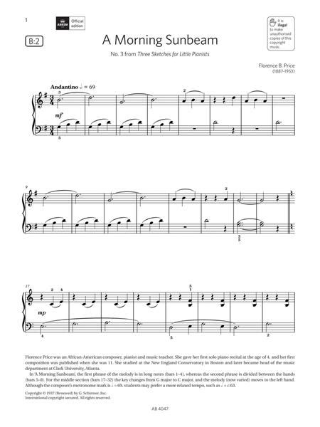 A Morning Sunbeam Grade 1 List B2 From The Abrsm Piano Syllabus 2023