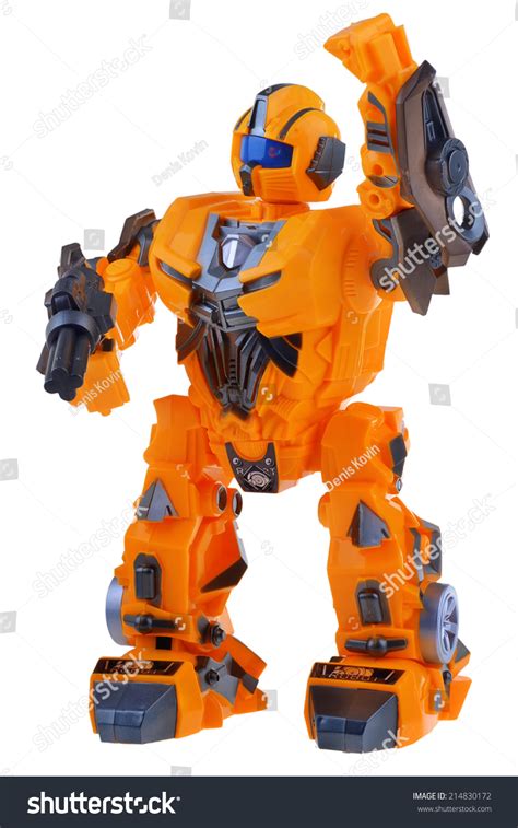 Futuristic Orange Robot Isolated On White Stock Photo Edit Now 214830172
