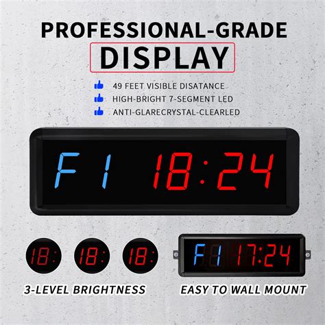 Yz Gym Clock Timer With Remote 15” Led Gym Wall Clock Portable