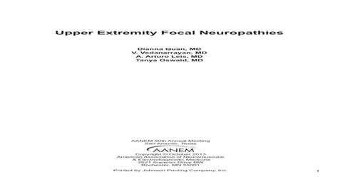 Upper Extremity Focal Neuropathies Aanem · Upper Extremity Focal