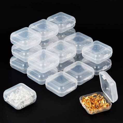 Worldity 50 Pieces Small Clear Plastic Beads Storage Container Boxes
