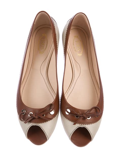 Tods Peep Toe Ballet Flats Shoes Tod42537 The Realreal