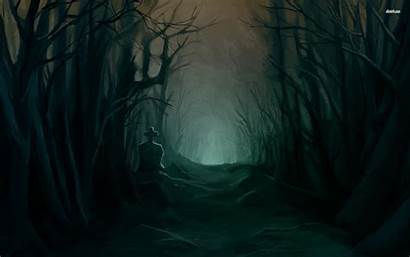 Forest Dark Background Moon Clipart Anime Scenery