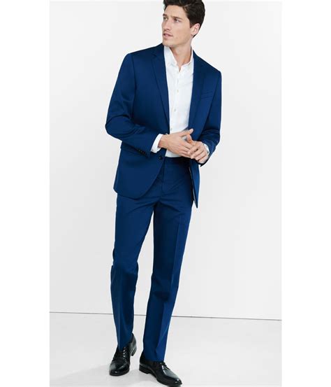 Lyst Express Photographer Cotton Sateen Navy Blue Suit Pant In Blue