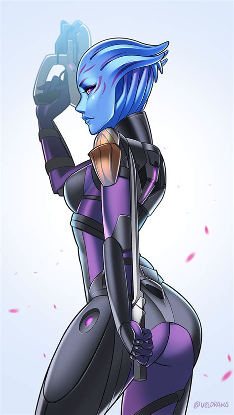A Redraw Of My Asari Oc The Asari Sword Is Seriously My Favorite New Thing In Mass Effect