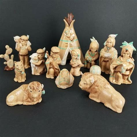 Details About Christmas Nativity Set Native American Style Ceramic