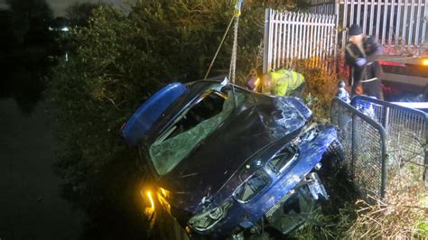 Four arrested after suspected stolen car crashes into Leicester canal | UK News | Sky News