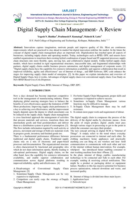 Pdf Digital Supply Chain Management A Review