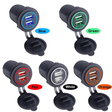 waterproof dual usb charger 2 port power socket 5v 2 1a 1a high quality universal car charger