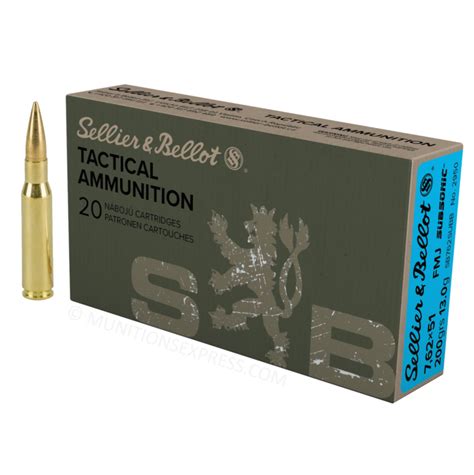 Sellier And Bellot 762x51mm Nato Subsonic Ammo 200gr Full Metal Jacket
