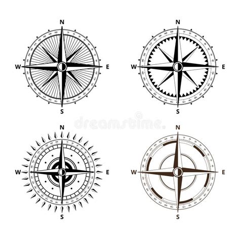 Vector Compass Rose With North South East And West Indicated Stock