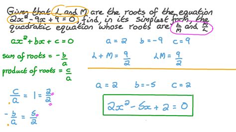 Question Video Forming A Quadratic Equation In The Simplest Form Given