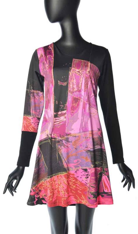 Volt Design Dress Oscar 303 Black Pink Long Sleeves