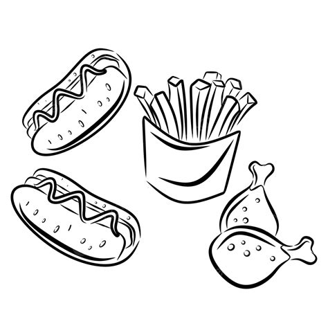 Fast Food Black Line Art Food Drawing Fast Food Drawing Fast Drawing