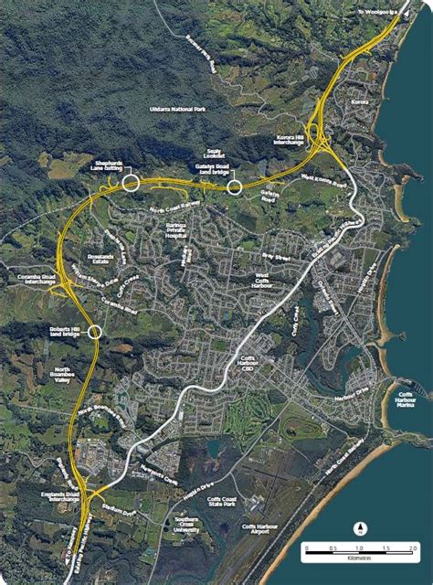 coffs harbour bypass preferred concept design map september 2018 pacific highway upgrade