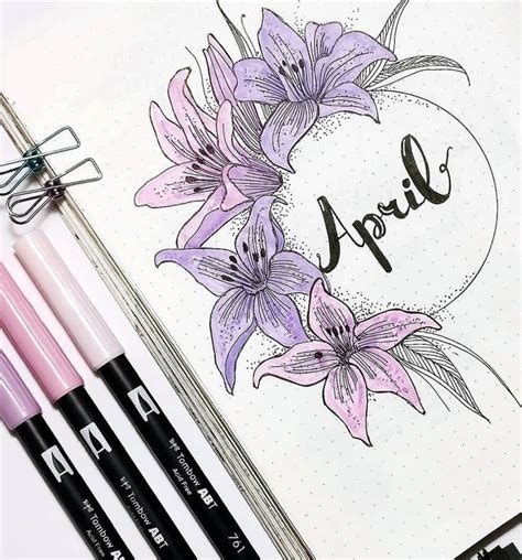 Beautiful Purple Lilies In Bujo Cover By Igmaryniobujo Bullet