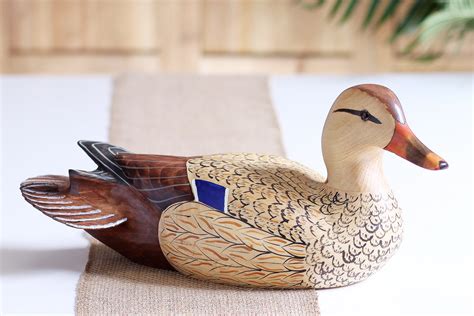Hand Carved Mallard Hen Full Size Premier Wooden Decorative Duck Decoy