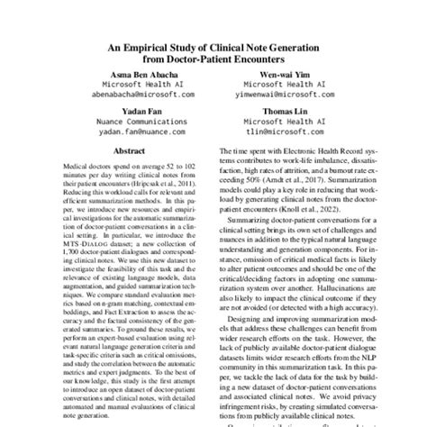 An Empirical Study Of Clinical Note Generation From Doctor Patient