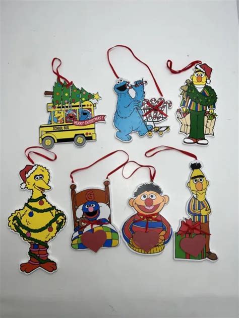 7 Vintage 90s Christmas Wood Sesame Street Jim Henson Ornaments Kurt