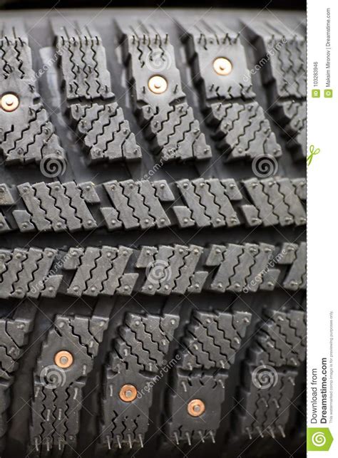 Studded Tire On A Background Close Up Stock Photo Image Of Road