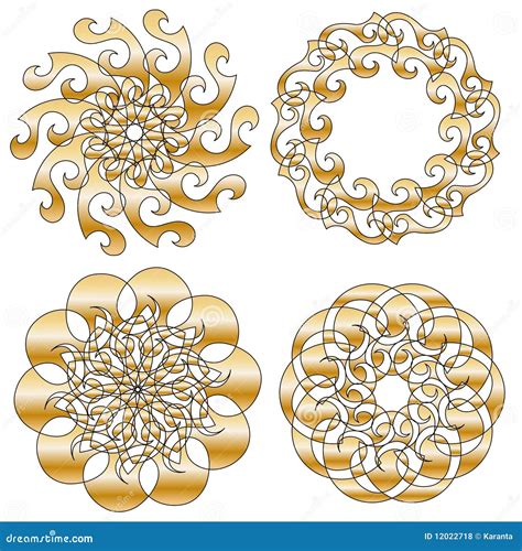 Golden Ornament Collection Stock Vector Illustration Of Ornamental