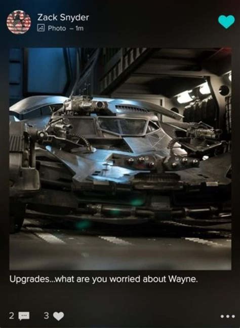 Zack Snyder Releases New Photo Of Upgraded Batmobile Heroic Hollywood