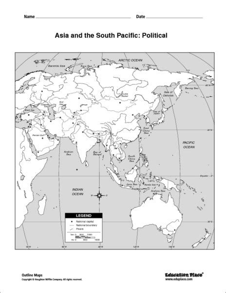Asia And The South Pacific Political Map Organizer For 6th 12th