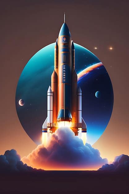 Premium Ai Image Space Rocket Launch Into Space At Night Nasa