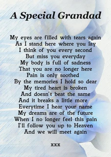 A SPECIAL GRANDAD Memorial Graveside Poem Card With Free Ground Stake F PicClick