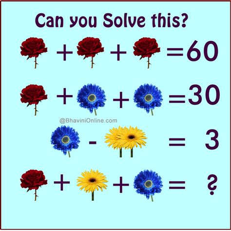 Fun Math Riddle Find The Sum Of Flowers