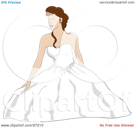 royalty free rf clipart illustration of a brunette bride sitting on the floor her wedding