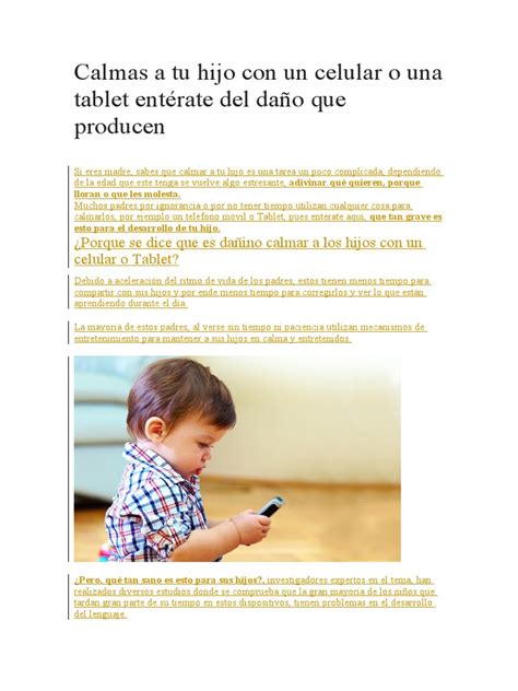 Calmas A Tu Hijo Con Un Celular O Una Tablet Entérate Del Daño Que