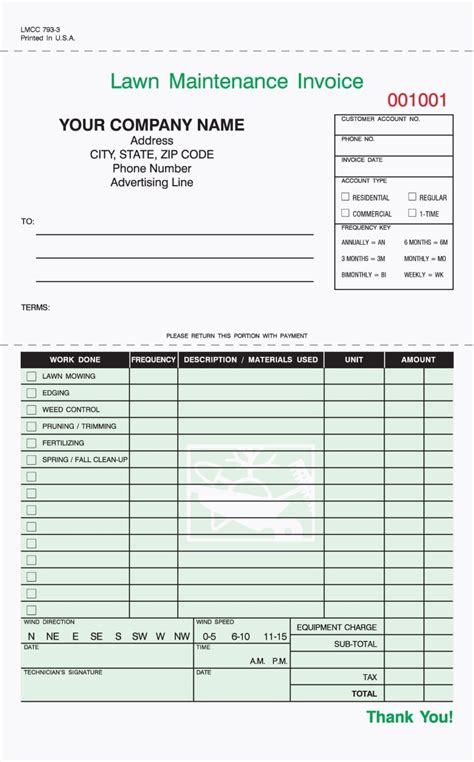 Lawn Service Invoice Colonarsd7 Pertaining To Lawn Maintenance