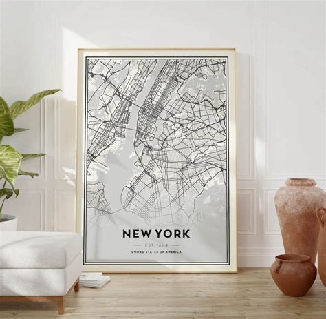 New York Modern Minimalist City Map Poster Architeg Prints