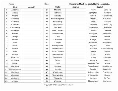States And Capitals Worksheets Pdf Free Try This Sheet
