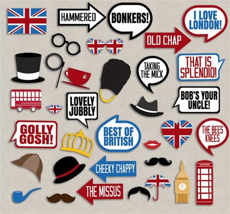 35 British Photo Booth Props British Themed Party Props I Love London