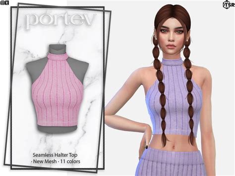 The Sims Resource Seamless Halter Top Sims 4 Clothing Sims 4 Mods