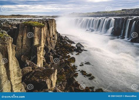 Amazing Scenery Of Selfoss Waterfall In Iceland Stock Image Image Of