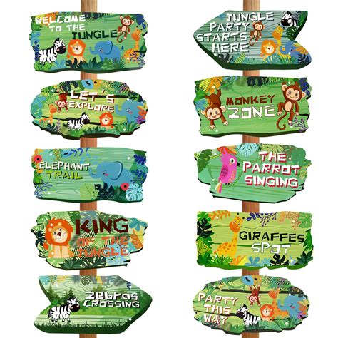 Buy Howaf 10 Pieces Safari Jungle Animal Signs Party Signs Wild Animal