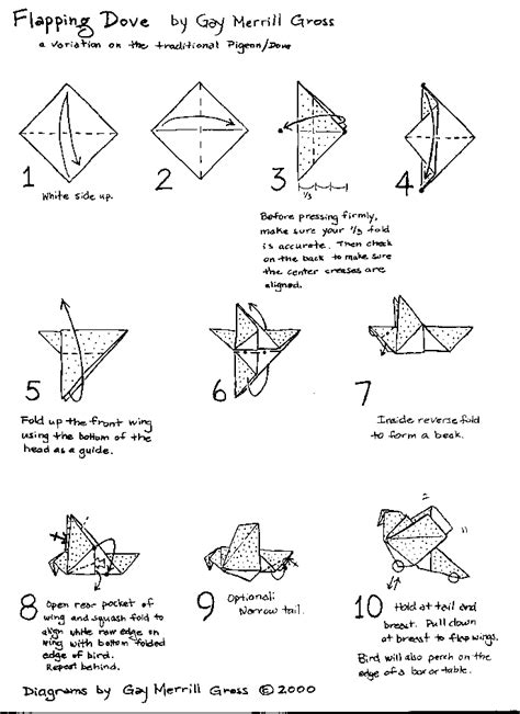 Origami Dove Folding Instructions With 10 Step Diagram  Origami