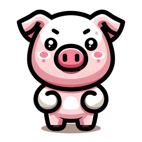 Cute Adorable Pig Cartoon Character Vector Illustration Funny Piggy