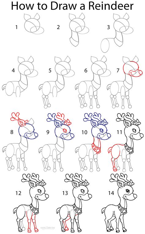draw  reindeer step  step pictures
