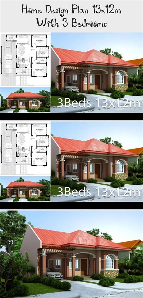 Home Design Plan 13x12m With 3 Bedrooms Home Design With Plansearch