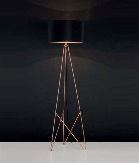 Modern Geometric Tripod Floor Lamp With Shade Copper