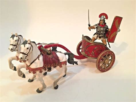 Papo Roman Gladiator Soldier Chariot And 2 Horses Papo Toy